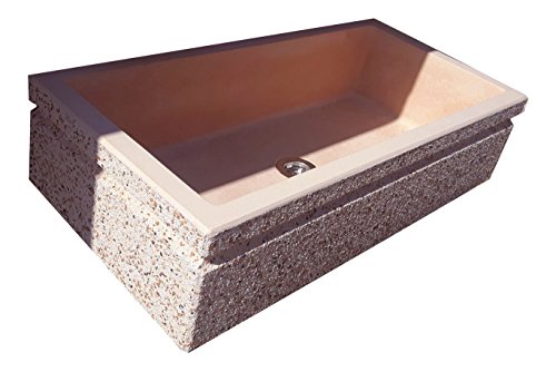 Lavandino lavabo esterno giardino in pietra ricostruita e spezzato di marmo 80x40x20