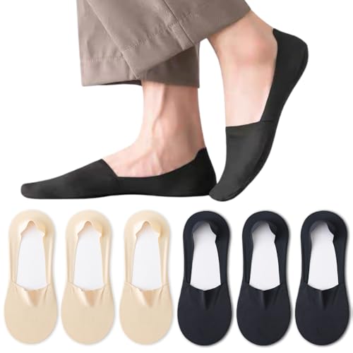 Caudblor 6 Paires Chaussettes Sport pour Hommes Protège-Pied Polyvalentes Toujours Adaptées Invisible Coton Noir 40-43