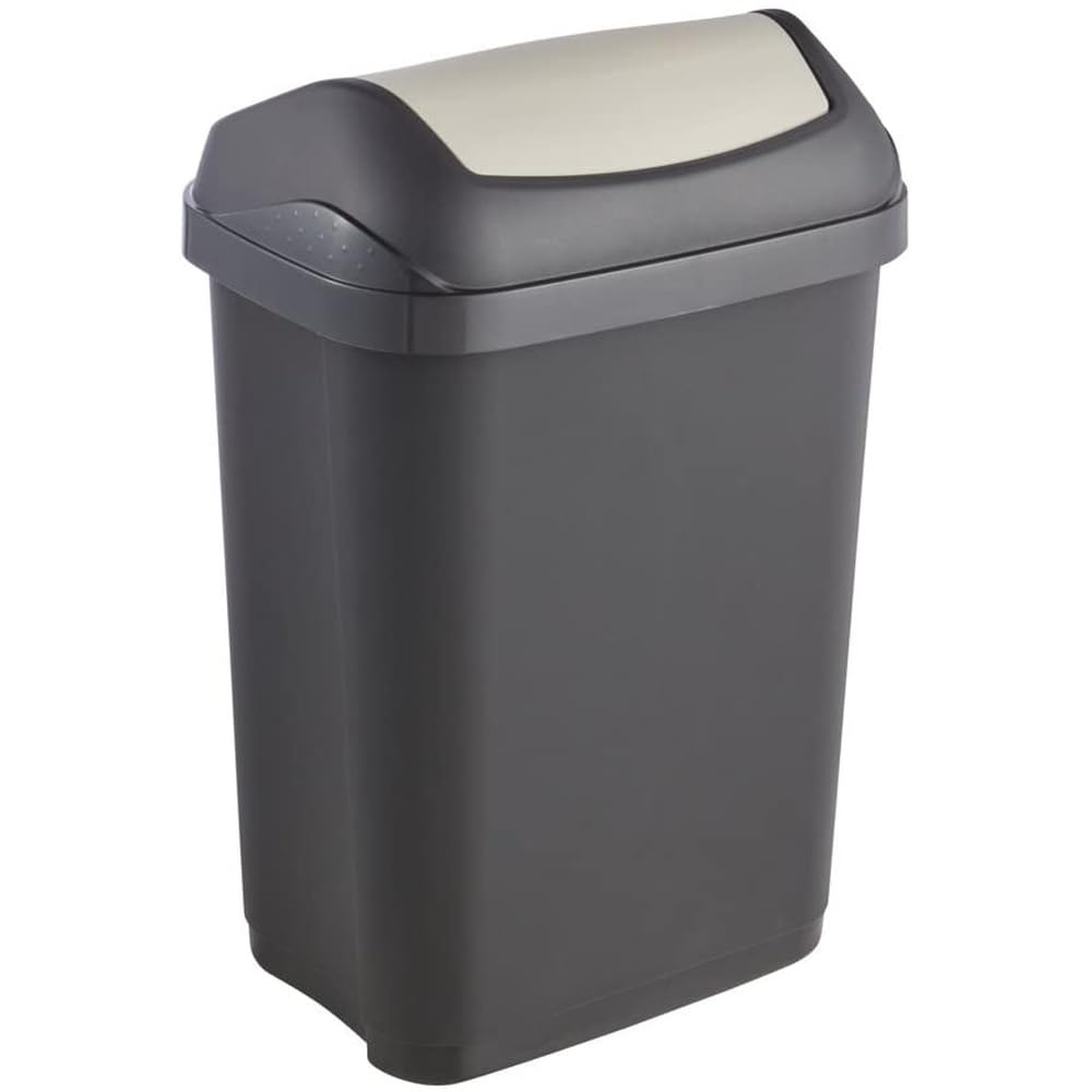 keeeper Pattumiera con Coperchio Basculante, 10 L, Swantje, Grigio Grafite