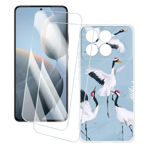 OAGELIM 2�Z�b�g �X�N���[���v���e�N�^�[ + �P�[�X Xiaomi Poco F6 Pro 5G (6.67 �C���`) �Ƃ̌݊������� �A�[�e�B�X�e�B�b�N�J�X�^���v�����g�J�o�[�Ƌ����K���X�t�B���� �X�N���b�`�h�~ (��)