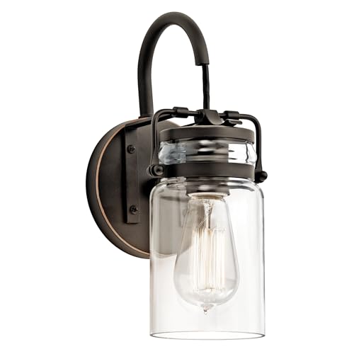 Kichler Brinley 11.5' Wall Sconce in Olde Bronze&reg;, 1-Light, Vintage Wall Mount Light with Clear...