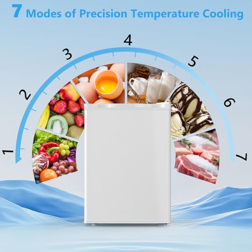 Image of COWSAR 2.6 Cu.Ft Mini Fridge with Freezer, Quiet Reversible Door Compact Refrigerator, Small Refrigerator with 2 Removable Shelves, Adjustable Thermostat, for Office, Bedroom, Dorm, White