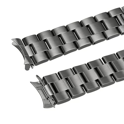 Image of Juntan Stainless Steel Curved Solid End Tapered Watch Band, 18mm 20mm 21mm 22mm Watch Bands Metal Watch Strap Bracelet Replacement Deployment Double Buckle Silver Black Silver Gold