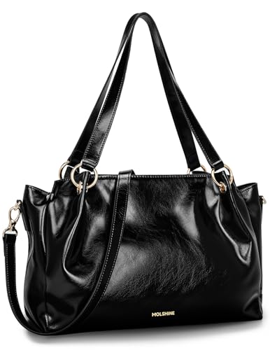 molshine Genuine Leather Tote Bags, Large Capacity Casual Top Handle Shoulder Handbag, Crossbody Bag With Adjustable Strap for Women Lady DLK0016
