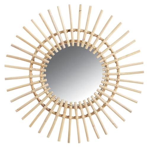 AUBRY GASPARD - Miroir Soleil en Rotin - Ø 55 cm - Poids 1,58 kg - Apporte Lumière et Élégance à Votre Intérieur - Design Graphique et Naturel - Idéal pour Décoration Maison Moderne et Chaleureuse