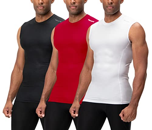 Image of DEVOPS 3 Pack Men's Athletic Compression Shirts Sleeveless