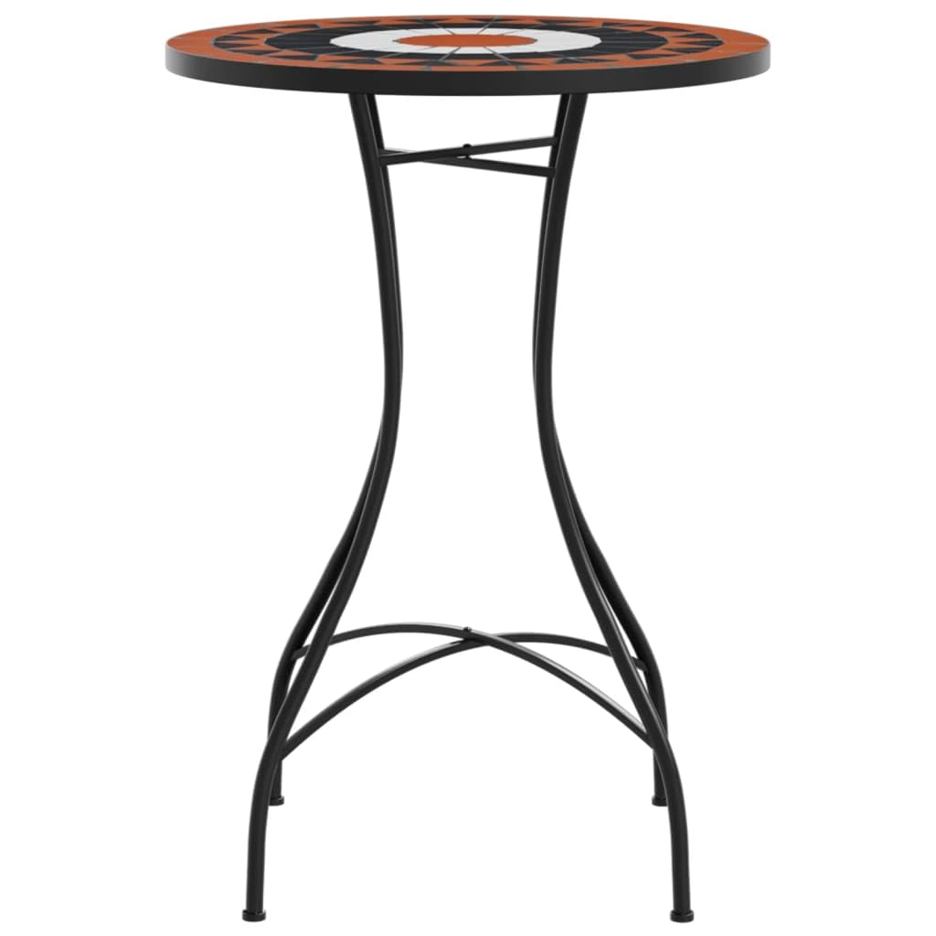 Tavolino da Bistrot Mosaico Ceramica Terracotta Bianco 50x70cm | Tavolo rotondo per terrazzo e veranda con piano decorato stabile e struttura in metallo facile da montare.