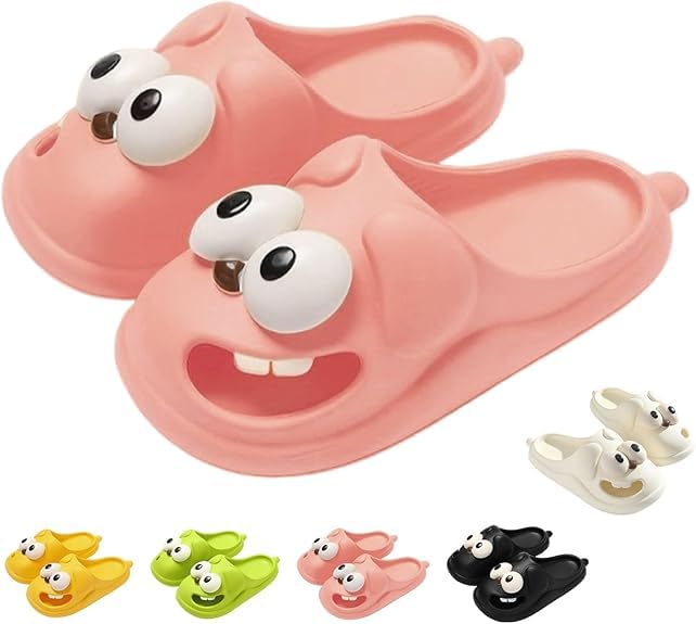 Kissing Slippers, Tongue Slippers for Couples, 3D Big Eye Dog Slipper Funny Unisex, Package Head Non-Slip Soft Lightweight