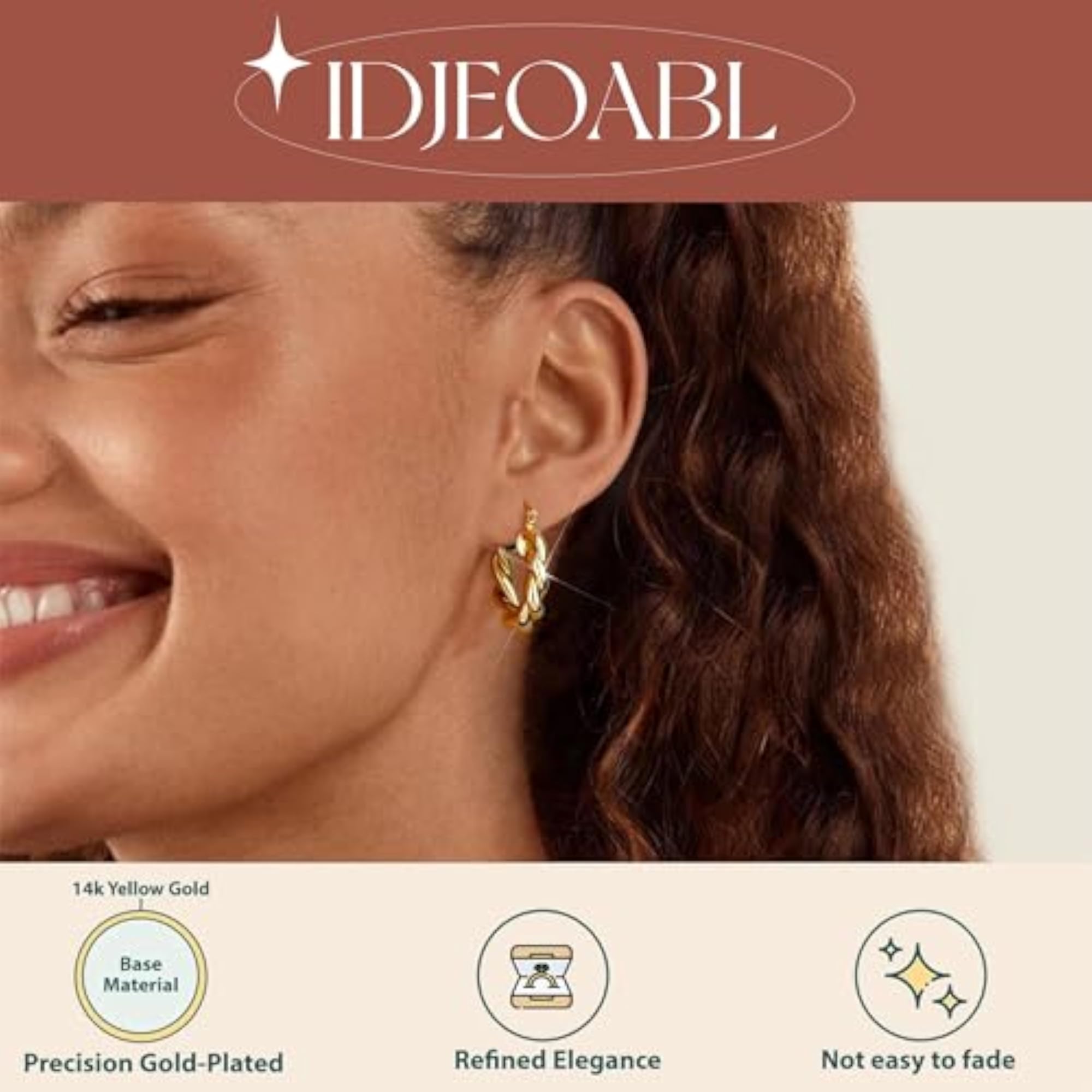 4 Pairs Gold & Silver Hoop Earrings Set, Hypoallergenic