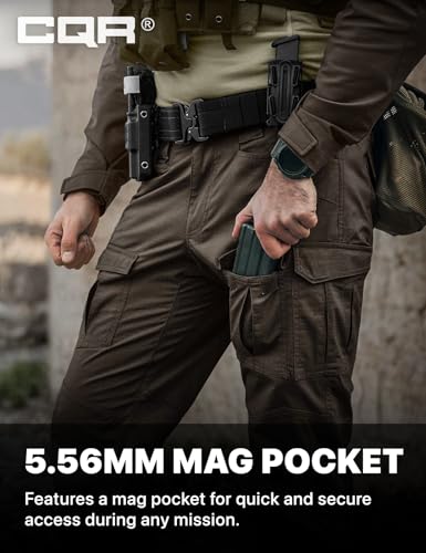 Image of CQR Men's Flex Ripstop Tactical Pants, Water Resistant Stretch Cargo Pants, Lightweight EDC Hiking Work Pants