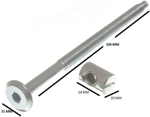 4 X 14mm Barrel Nuts & M100mm Bolts - Cot Bed Assembly Kit