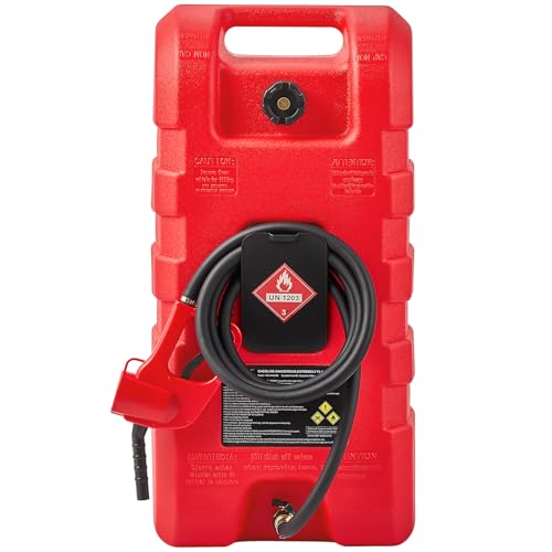 VEVOR Fuel Caddy 15 Gallon Fuel Tank Container with Gravity & Hand Pump Modes Portable Fuel Tank with Wheels 10 ft Delivery Hose & Manual Pump Gas Caddy for Motorboats ATVs Gasoline & Diesel