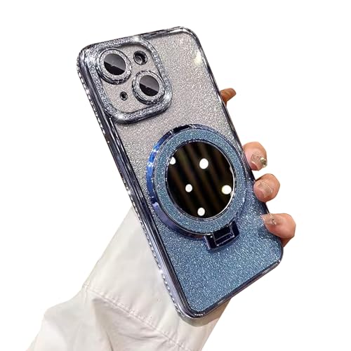 Coque antichoc iPhone 15 bleue à paillettes idéale pour vos selfies de soirée