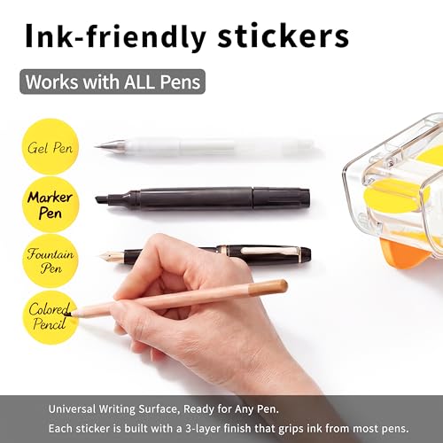 Image of 300 PCS of 1-inch Yellow Dot Stickers with Sticker Dispenser, Round Coding Labels Circle Dots Labels Stickers for Office, Classroom,Small Business,Papers