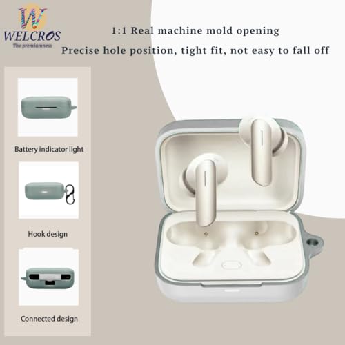 Image of WELCROS Soft Silicone Case Cover Compatible for Realme Buds Air 7 | 7 Pro (Grey, with Keychain)