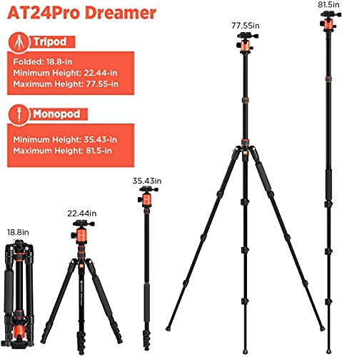 Camera Tripod, Geekoto 77" Aluminum Tripod for DSLR, Monopod with 360° Panoramic Ball Head and 1/4 Inch Quick Release Plate for Photography, Travel and Work Camera Tripod, Geekoto 77" Aluminum Tripod for DSLR, Monopod with 360° Panoramic Ball Head and 1/4 Inch Quick Release Plate for Photography, Travel and Work