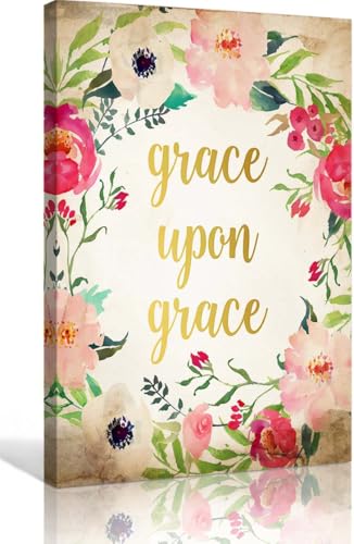 Pejinlu Grace Upon Grace Bible Verse Wall Decor Scripture Poster ...