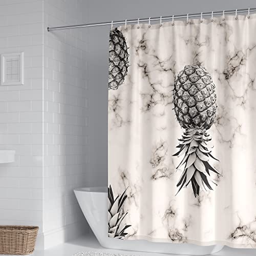 Krisin Shower Curtain For Bathroom, Marble Background, Inverted Pineapple, Curtain Liner Resistant Curtain Liner Proof Resistant, Weighted Hem Bathroom Curtains, 12 Hooks Bathroom Accessories #TOP2