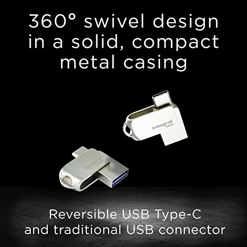 Integral 32GB 360-Dual USB 3.2 Gen 1 Type C and Type A Flash Drive with Solid Metal Casing - Image 3