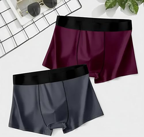 Image of Anti Bacterial Micromodal Solid Underwear for Men Combo Airsoft Trunk Breathable Inner for Men Sweatproof Underwear Imported Nylon Fabric Multi Pack of 2