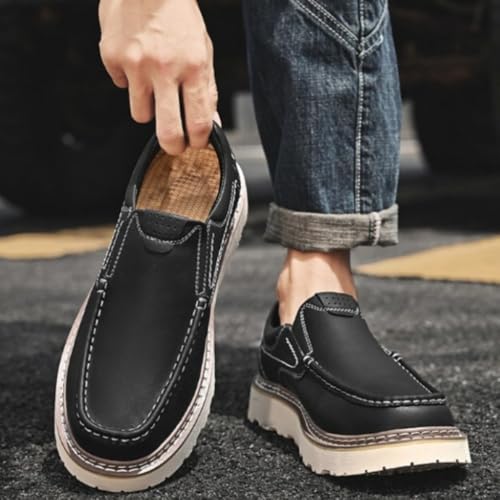 Leather Loafers Retro Work Shoes One Foot Stirrup Men's Autumn Low Top Thick Bottom Big Head Shock Absorbing Breathable Urban Outdoor4