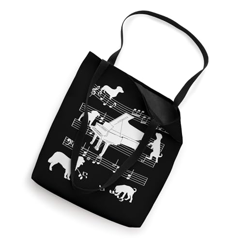 Bolso tote para pianistas: diseño de perro tocando piano de cola miniatura 2