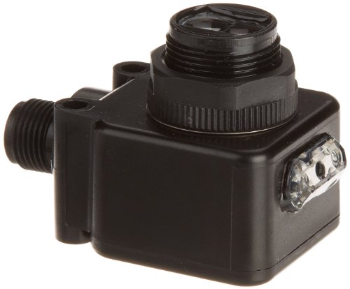 Eaton E65-SMTS15-HAD Miniature Photoelectric Sensor Source, Thru-Beam Mode Source, 4-Pin Micro DC-Style QD Connector, 10-30 VDC Input Voltage, Visible Sensing Beam, 50' Sensing Range, Right Angle Viewing