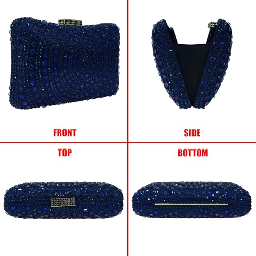 Image of Crystal Box Clutch Rhinestone Handbags For Women Party Purse Wedding Evening Bag