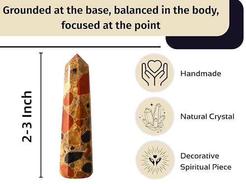 Image of Certified Spotted Jasper Crystal Tower Obelisk Point for Chakra, Healing and Balancing - AAA Grade Original Certified Gemstone Agate for Reiki Meditation Yoga Spiritual (2-3 Inches)
