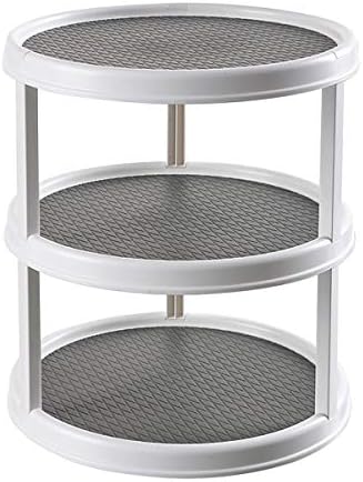 12 inch Diameter Turnable Lazy Susan Spice Rack Organizer for Large Cabinet, Kitchen Dining Table Refrigerator Bathroom Organization (Gray, 3 Tier)