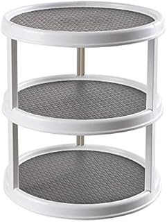 12 inch Diameter Turnable Lazy Susan Spice Rack Organizer for Large Cabinet, Kitchen Dining Table Refrigerator Bathroom Organization (Gray, 3 Tier)