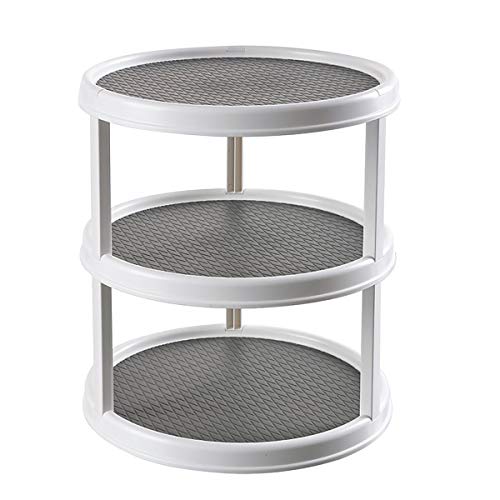 12 Inch Diameter Turnable Lazy Susan Spice Rack Organizer For Large Cabinet, Kitchen Dining Table Refrigerator Bathroom Organization (Gray) #TOP26