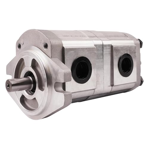 Hydraulic Tandem Double Gear Pump HGP-33A-F6/6R, 15.87mm Keyed Shaft, 25MPa 1800RPM, BSPT3/4 Inlet BSPT1/2 Outlet, for Industrial Construction Agricultural Lifting Automotive Hydraulic Systems