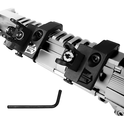 OZARK ARMAMENT Folding Flip Up Backup Canted Iron Sights - Angled 45 Degree Offset Iron Sights Works for Right & Left Hand Offset Iron Sights - 45 Degree Offset Sights - 45 Degree Flip Up Iron Sights Cover