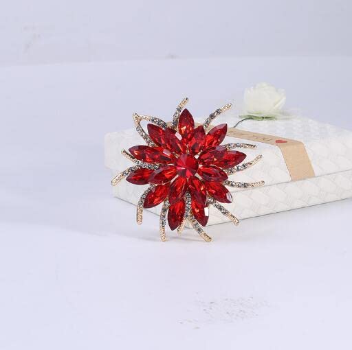 Image of COLORFUL BLING Rhinestone Leaf Brooch Pin - Red, Blue Vintage Jewelry Accessory Gifts Decoration