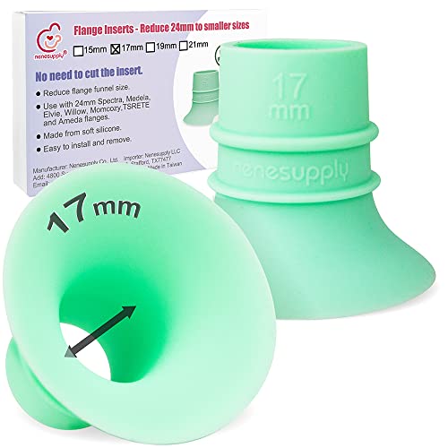 Image of Nenesupply 2nd Generation 17mm Flange Inserts Compatible with 24mm Flange of Elvie Stride Spectra Momcozy Willow Reduce 24mm to 17mm Not Original Elvie Pump Parts
