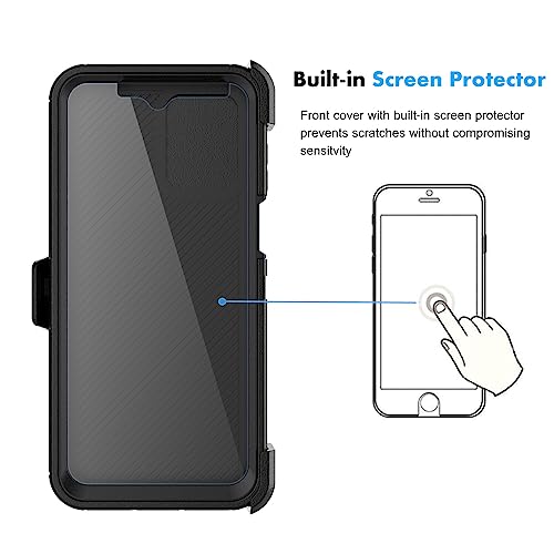 Njjex for Moto G 5G 2023 Rugged Case, for Motorola G 5G 2023 Case w/Belt Clip Holster, Built-in Screen Protector Heavy Duty Shockproof Locking Swivel Holster Kickstand Hard Phone Cover [Black] - Thumbnail 4