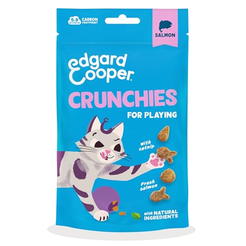 Edgard Cooper natürliche Katzensnacks, Crunchies mit Lachs (1 x 50 g), getreidefrei, mit frischem Fleisch, mit Katzenminze für spielerische Unterhaltung, natürliche Zutaten & ohne Zuckerzusatz.