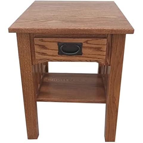 End Table with Storage Drawer and Nightstand, Handmade All Wooden Rustic Table for Living & Bedroom - Farmhouse Square - Bedside Table with Storage Shelf - Made by Amish Craftsmen (OAK PROVINCIAL) Cover