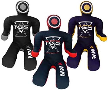 PGS BJJ Brazilian JIU Jitsu Wrestling Dummy for Grappling Submission Mixed Martial Arts MMA Training Punching Throwing Bag Practice Karate Judo Krav MAGA Self Defence -UNFILLED (47'', Black Yellow)