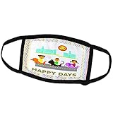 3dRose Belinha Fernandes - Cute Happy Days - Kids Touring The City in car Toys and Happy Days Message - Face Masks (fm_156649_1)
