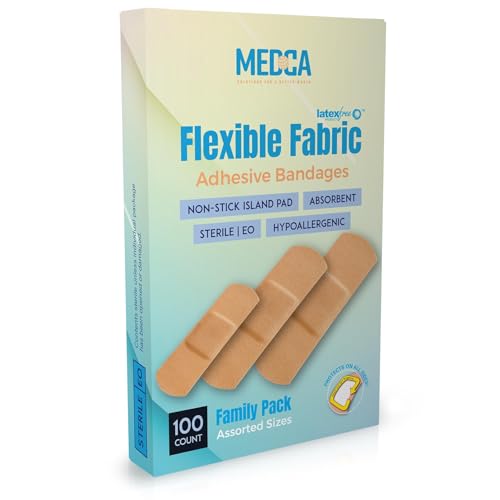 Bandages adhésifs en tissu flexible pour une grande protection et un soin flexibles et confortables des coupures, éraflures et blessures mineures, tailles assorties
