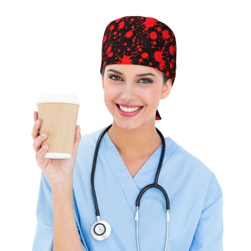 Image of Surgical Caps Men Women, Scrub Cap with Sweatband Adjustable | Tie Back Nurse Cap, Nursing Breathable Working Hat, Scrub Cap, Medical Hats