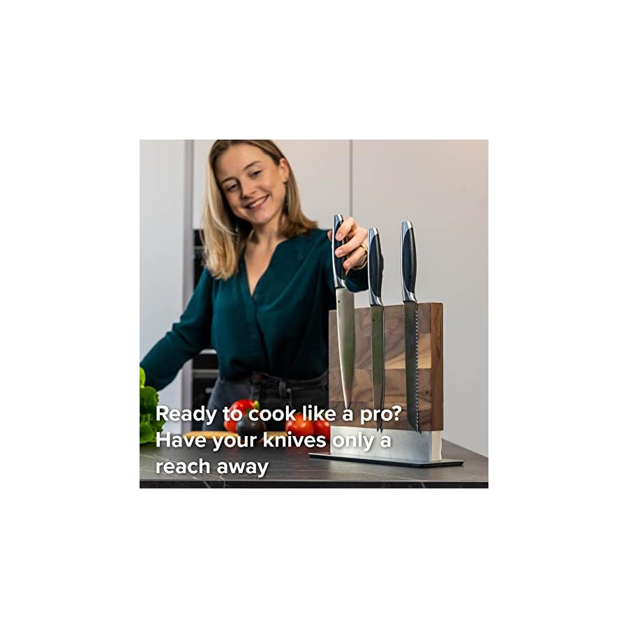 Coninx-Magnetic-Knife-Holder-Magnetic-Knife-Block-Double-Sided-with-Strong-Magnets-Kitchen-Knives-Magnet-Wooden-Knife-Holder-Knife-Block-without-Knives-Magnetic-Knife-Stand-Walnut-Wood Coninx Magnetic Knife Holder - Magnetic Knife Block Double Sided with Strong Magnets - Kitchen Knives Magnet - Wooden Knife Holder - Knife Block without Knives - Magnetic Knife Stand (Walnut Wood)