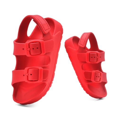 Image of Toddler Unisex Adjustable Buckle Sandals - Comfortable Open Toe Beach & Pool Shoes for Boys & Girls with Back Strap