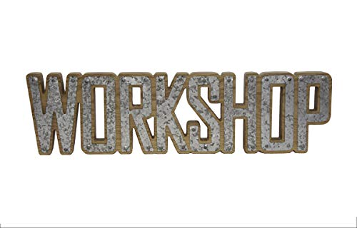 Designstyles Decorative Workshop Plaque â€“Galvanized Steel and Wood Frame Garage and Work Shop DÃ©cor â€“ Vintage Style Door and Wall Art - Great Dadâ€™s Gift