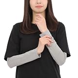 [Liapom] 冷感 アームカバー スポーツ UVカット 接触冷感 吸水速乾 レディース 夏用 ランニング ゴルフ アームスリーブ 日焼け対策 (グレー)