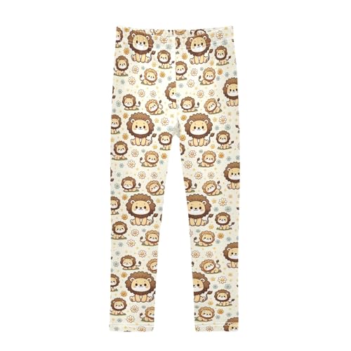 Cartoon Little Lion Daisy Girls Leggings Kids Yoga Pants Athletic Tights Pants 4-10 Years