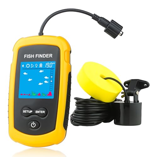 Portable Fish Finder Ice Kayak Fishing Gear Depth Finder with LCD Display and Sonar Transducer