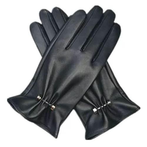 Guantes de cuero de otoño e invierno para mujer con pantalla táctil 2